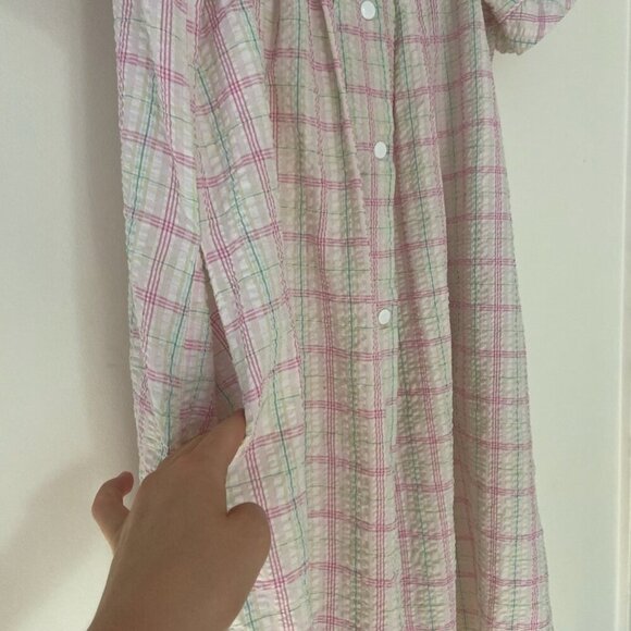 Miss Elaine Vintage Short Sleeve Button Down Nightgown With Pockets Size Large - Picture 6 of 12